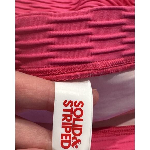 Solid & Striped Bikini Bottom Size Small Pink The LILO Textured High Waist Retro - Picture 4 of 7